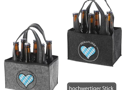 Filz Flaschenträger für 6 Bierflaschen - Heimatliebe Design - Robuste Getränketasche 2/s TK Gruppe® Grosshandel 