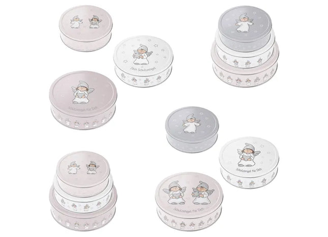 Schutzengel Gebäckdosen, 3er Set, Rund, Serie 2/s | Dekorative Keksdosen TK Gruppe® Grosshandel 