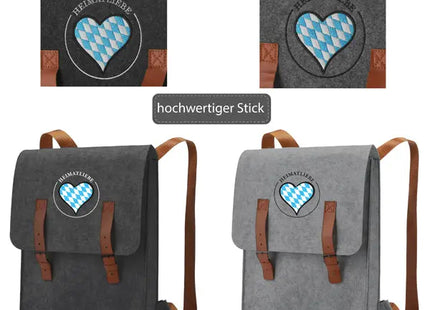 Moderner Filz-Rucksack - Heimatliebe 2/s - ca. 27,5x36cm - Robuster & Stilvoller Begleiter TK Gruppe® Grosshandel 
