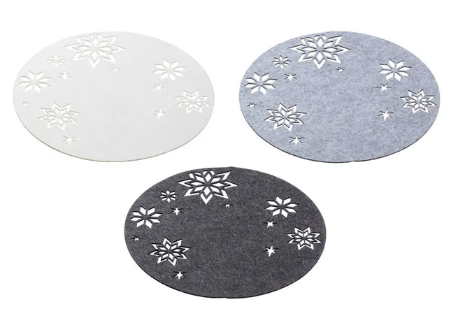 Tischset Filz Weihnachtssterne, 3/s, 35cm d - Festliche Unterlagen für den Weihnachtstisch TK Gruppe® Grosshandel 