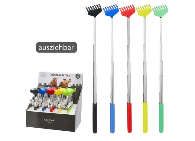 Farbiger Teleskop-Rückenkratzer, Schnellauszug 5/s, 55 cm - Komfort & Reichweite TK Gruppe® Grosshandel 