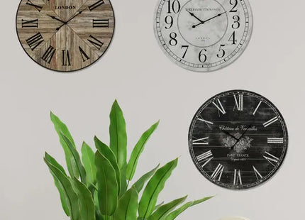 Wanduhr Vintage, 3/s, 60cmD – Set aus 3 Vintage-Wanduhren | Nostalgischer Stil, 60cm Durchmesser TK Gruppe® Grosshandel 