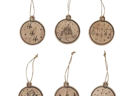 Anhänger Holz Christbaumkugel, 6/s, 6cm Durchmesser – Moderne Baumanhänger | Stilvolle Holzbaumschmuck TK Gruppe® Grosshandel 