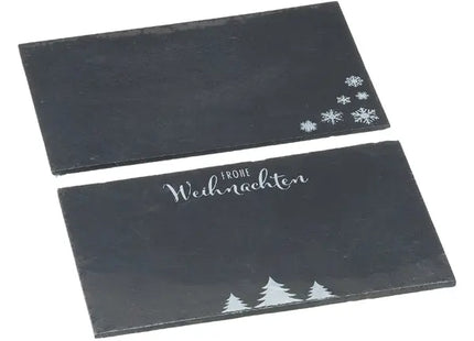 Weihnachtliche Schieferplatten, rechteckig, 2/s, ca. 14x22 cm - Elegante Servierplatten TK Gruppe® Grosshandel 
