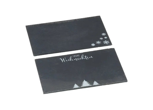 Weihnachtliche Schieferplatten, rechteckig, 2/s, ca. 14x22 cm - Elegante Servierplatten TK Gruppe® Grosshandel 