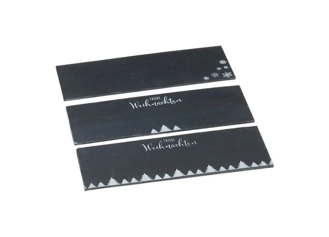 Weihnachtliche Schieferplatten, rechteckig, 3/s, ca. 30x10 cm - Elegante Servierplatten TK Gruppe® Grosshandel 
