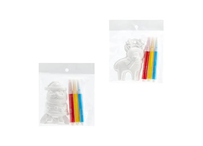 Kreatives Xmas Kunstpaket: 4-teiliges Mal-Kit, 3/s, ca. 6cmH für DIY Weihnachtsdekorationen TK Gruppe® Grosshandel 