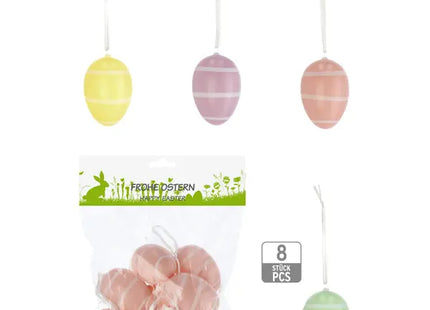 Bunte Oster-Ei Kollektion, 8er-Pack, 4/s, ca. 6cmH: Fröhliche Dekoration für Osternest und Feierlichkeiten TK Gruppe® Grosshandel 