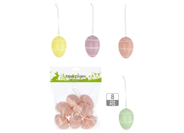 Bunte Oster-Ei Kollektion, 8er-Pack, 4/s, ca. 6cmH: Fröhliche Dekoration für Osternest und Feierlichkeiten TK Gruppe® Grosshandel 