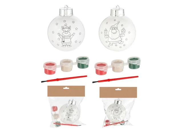 Kreatives Weihnachtskugel-Set: 5-teiliges Mal-Kit, 2/s, ca. 8cmD für DIY-Weihnachtsdekorationen TK Gruppe® Grosshandel 