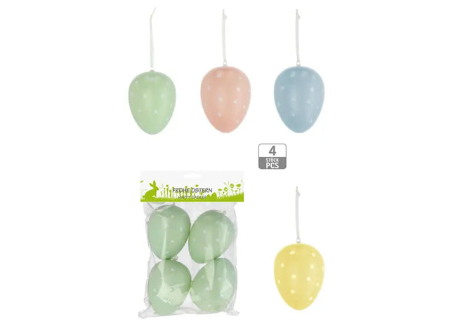 Gepunktete Oster-Ei Kollektion, 4er-Pack, 4/s, ca. 9cmH: Festliche Osterdekoration für fröhliche Feiern TK Gruppe® Grosshandel 