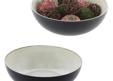 Vintage Deko-Schale, rund, antik-creme/schwarz, Größe L, ca. 30cm Durchmesser - Stilvolles Wohnaccessoire TK Gruppe® Grosshandel 