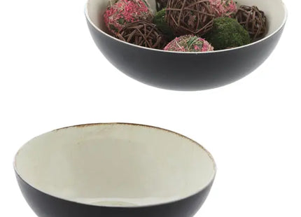 Vintage Deko-Schale, rund, antik-creme/schwarz, Klein, ca. 20cm Durchmesser - Stilvolles Wohnaccessoire TK Gruppe® Grosshandel 