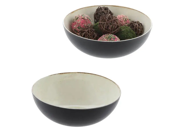 Vintage Deko-Schale, rund, antik-creme/schwarz, Klein, ca. 20cm Durchmesser - Stilvolles Wohnaccessoire TK Gruppe® Grosshandel 