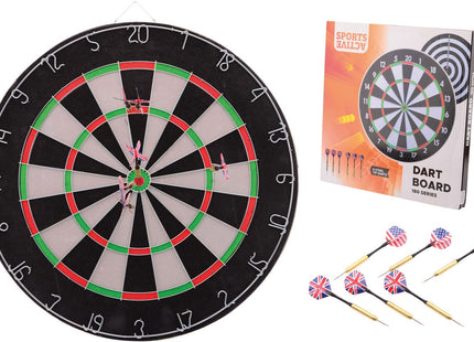 Sports Active Dartbord, 46x46cm  met 6 darts in doos