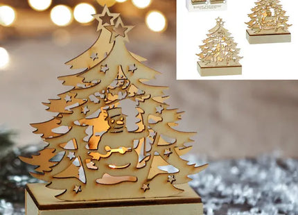 Batteriebetriebener LED Teelicht Tannenbaum, 2 Leuchtmodi flackernd/statisch, ca. 12cm, Weihnachtsdeko TK Gruppe® Grosshandel 
