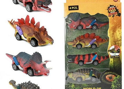 WORLD OF DINOSAURS Set Dino-Auto's Pullback 4-pack 17x33cm